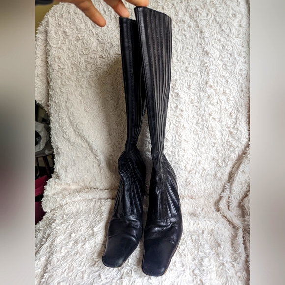 Italian black leather boots sz 9 - Picture 3 of 12